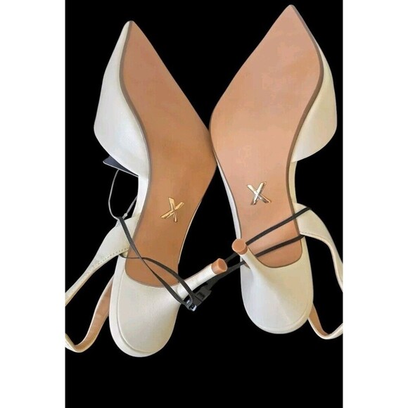 Brian Atwood X Express Sling Back Pumps Women's 9 Cream Gold Faux Leather NWT - Picture 6 of 9